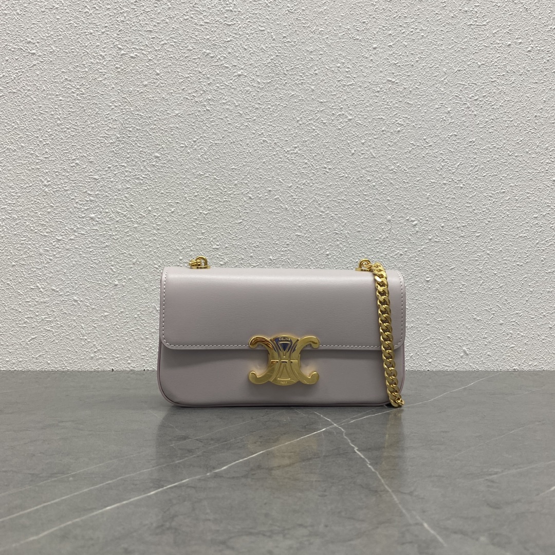 Celine Chain Shoulder Bag Claude In Shiny Calfskin Light Purple/Gold 197992